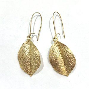 Delicate Matte Gold Drop Leaf Earrings